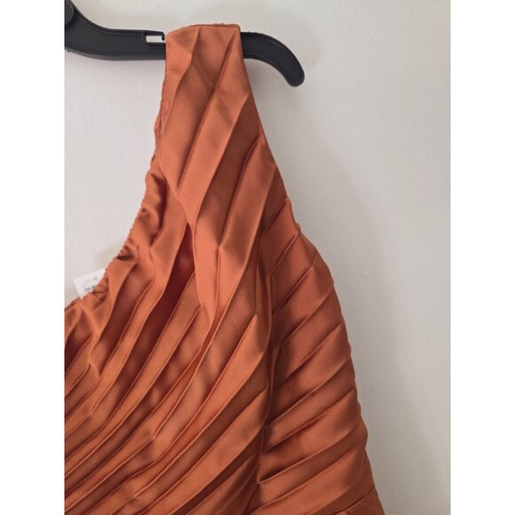 Abercrombie Fitch Giselle Pleated One Shoulder Maxi Copper Terracotta Dress XSP - Picture 6 of 12